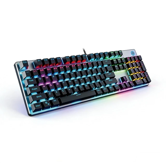 Main image of HP GK400F Mechanical Gaming Keyboard, 104 Keys Wired Keyboard with Brown Switches, Mixed Lighting, Double-Shot ABS Keycaps, for Desktop and Laptop (Gunmetal Black)