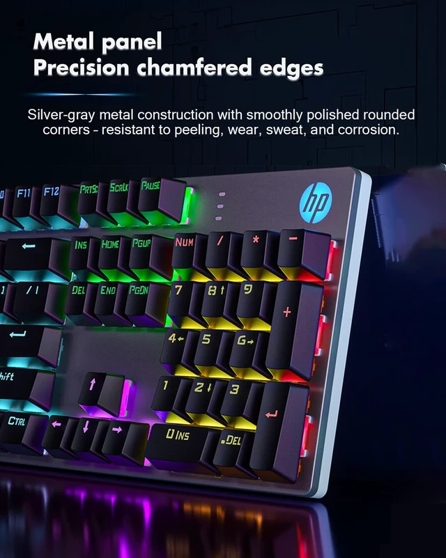 Alt view image 4 of 7 - HP GK400F Mechanical Gaming Keyboard, 104 Keys Wired Keyboard with Brown Switches, Mixed Lighting, Double-Shot ABS Keycaps, for Desktop and Laptop (Gunmetal Black)