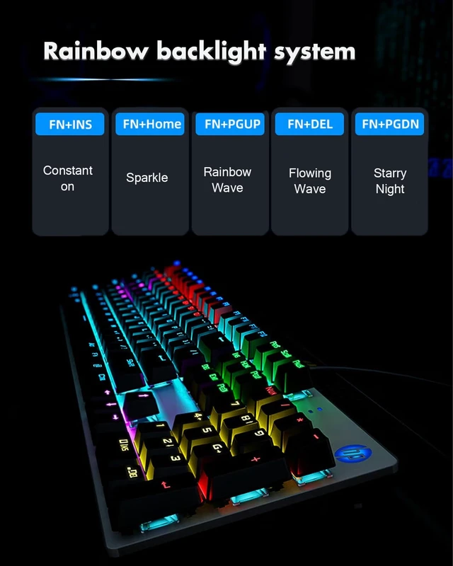 Alt view image 6 of 7 - HP GK400F Mechanical Gaming Keyboard, 104 Keys Wired Keyboard with Brown Switches, Mixed Lighting, Double-Shot ABS Keycaps, for Desktop and Laptop (Gunmetal Black)