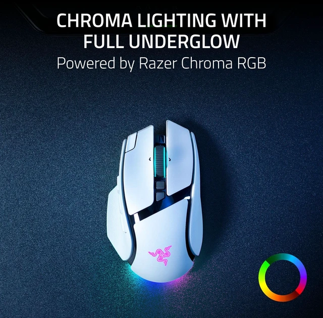 Alt view image 6 of 7 - Razer Basilisk V4 Pro Wireless Gaming Mouse, 200 Hr Battery Life, White | 8000 Hz Wireless, HyperScroll Tilt Wheel Gen-2, Focus Pro 50K DPI Sensor, 14 Customizable Controls, Optical Switches Gen 4