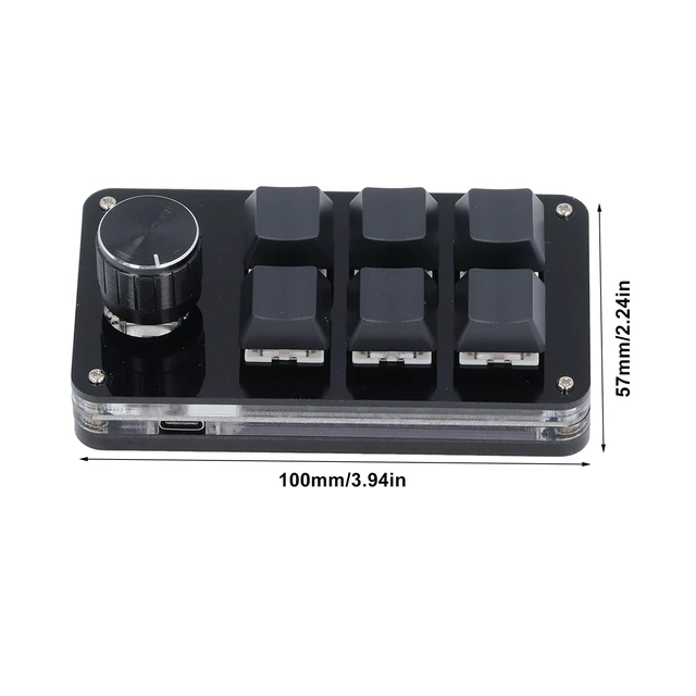 Alt view image 6 of 7 - Walfront Mechanical Gaming Keyboard Programmable Macro Pad Mini USB Keypad One Handed 6 Keys 1 Knob for PC Laptop Computers