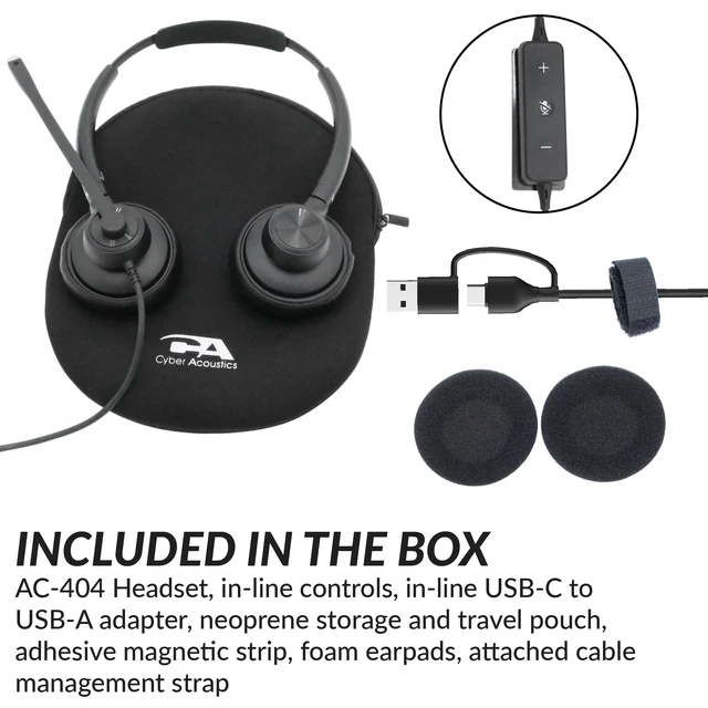 Alt view image 6 of 6 - Cyber Acoustics AC-404 USB Headset with AI-Powered Noise Cancellation | Great for Hybrid Work and Team Calls, Works in Offices, Homes, Any Environment, Keeps Background Noise Out of Your Calls