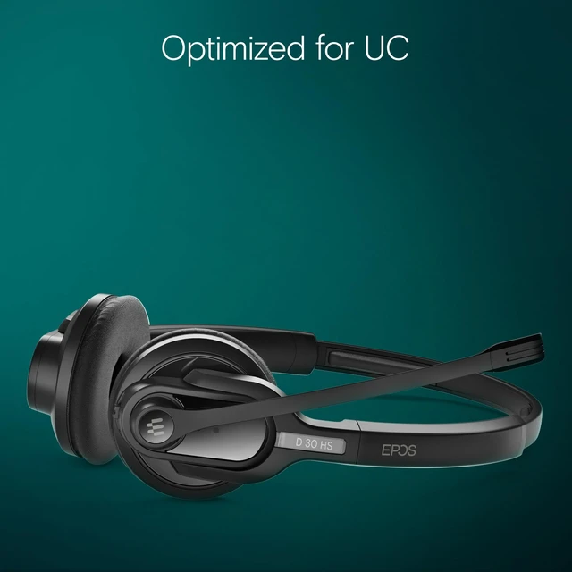 Alt view image 4 of 7 - EPOS Impact D 30 USB ML - Wireless DECT Dual Ear Headset for a Direct Connection to a PC/Softphone, Black
