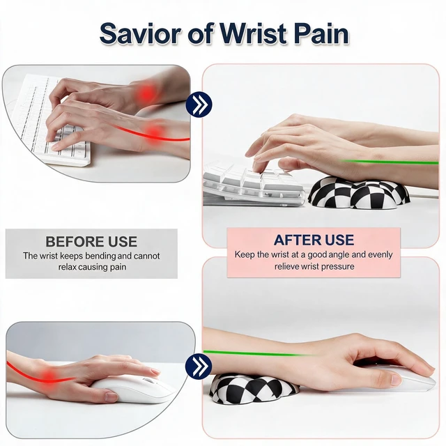 Alt view image 3 of 7 - LJYZMD Cloud Wrist Rest Set for Keyboard & Mouse. Silky Fabric Surface | Memory Foam Arm Rest with Ergonomic Support Fits Full Keyboards and Reduces Typing Fatigue for Office, Gaming and Home Use