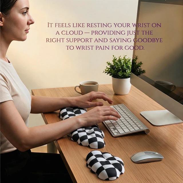 Alt view image 2 of 7 - LJYZMD Cloud Wrist Rest Set for Keyboard & Mouse. Silky Fabric Surface | Memory Foam Arm Rest with Ergonomic Support Fits Full Keyboards and Reduces Typing Fatigue for Office, Gaming and Home Use