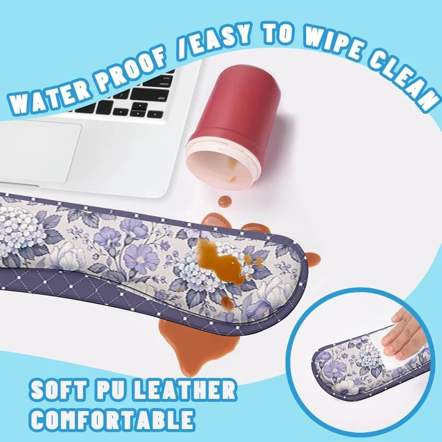Alt view image 5 of 7 - Lavender Floral Desk Mat Set Vintage Style Large Mouse Pad with Wrist Rest 4in1 Desk Mat for Desktop Ergonomic Keyboard Wrist Support Anti-Slip Computer Ergonomic Mouse Pad Home Office Gaming