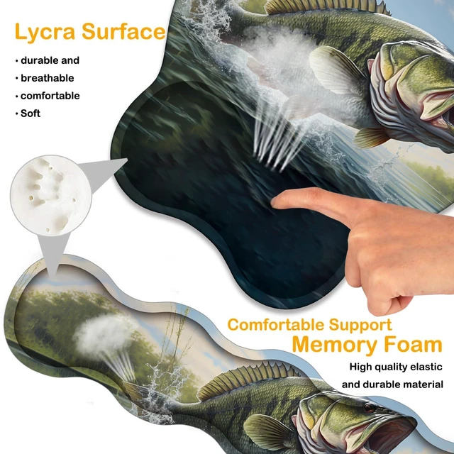 Alt view image 5 of 7 - Ergonomic Wrist Rest Support Set 3-in-1, Memory Foam & Gel Keyboard Wrist Rest + Mouse Pad with Coaster, Reduces Pain, Anti-Slip Base Suitable for Gaming and Office, Large Mouth Bass Fish