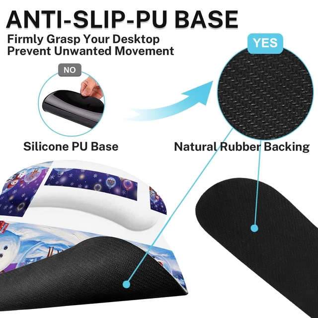 Alt view image 6 of 7 - Britimes Keyboard Mouse Pad Set, 4 in 1 Desk Mat Set, Christmas Snowman | Snowflake Blue Large Mousepad+Keyboard Wrist Rest+Mouse Wrist Rest+Coaster Ergonomic Design for Home Office Computer