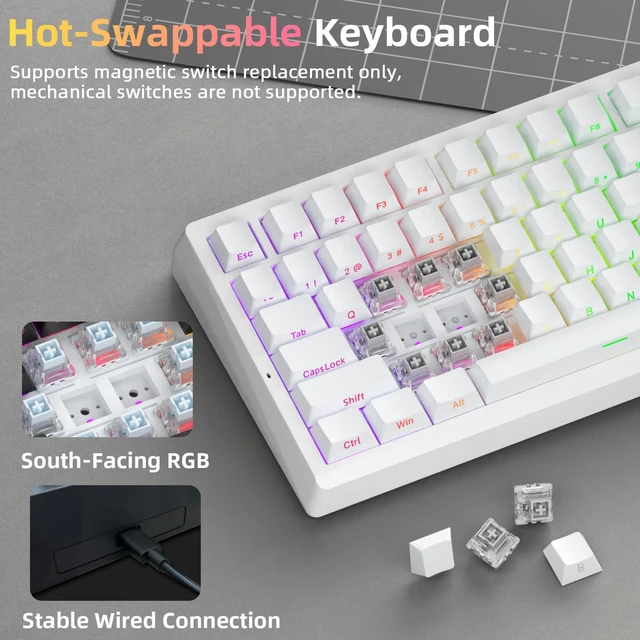 Alt view image 6 of 7 - LEOBOG A80 RT Hall Effect Mechanical Gaming Keyboard Rapid Trigger Wired | 75% Magnetic Switch Hot Swap, 0.01mm RT Adjustable Actuation, 8000Hz Polling Rate, RGB Backlit, Compact Portable for PC Gamer