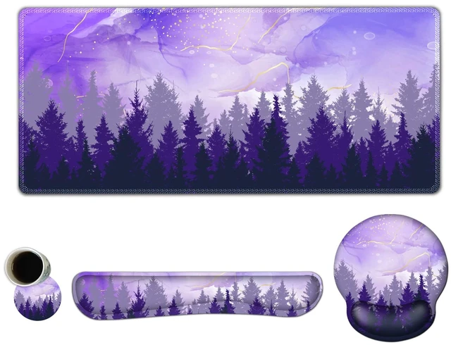 Main image of ARTSO Large Mouse Pad Ergonomic Keyboard Wrist Rest Support Combo, Memory Foam Gel Desk Mat Protector, Non-Slip Desk Blotter for Office, Home, Purple Forest