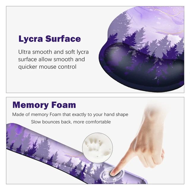 Alt view image 3 of 7 - ARTSO Large Mouse Pad Ergonomic Keyboard Wrist Rest Support Combo, Memory Foam Gel Desk Mat Protector, Non-Slip Desk Blotter for Office, Home, Purple Forest