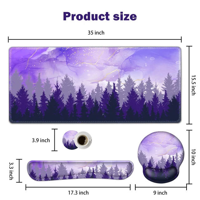 Alt view image 7 of 7 - ARTSO Large Mouse Pad Ergonomic Keyboard Wrist Rest Support Combo, Memory Foam Gel Desk Mat Protector, Non-Slip Desk Blotter for Office, Home, Purple Forest