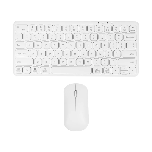 Alt view image 2 of 7 - 3 Mode Bluetooth Wireless Keyboard and Mouse Set, BT/2.4G, 3 Devices Connectable, Shared USB Receiver, Ultra Thin Rechargeable Quiet 78 Keys for PC/Laptop/Tablet/Windows/MacBook/iMac (White)