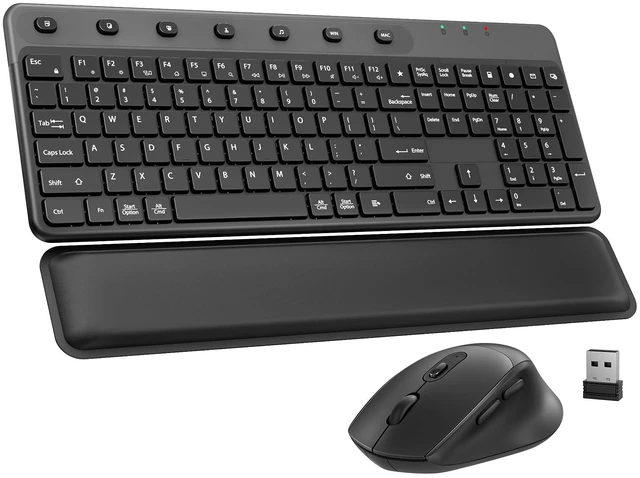 Main image of Doohoeek 2.4G Wireless Keyboard Combo KG818 | Removable Palm Rest, Compatible with Mac/Win, Fullsize Design, 3-Level-DPI