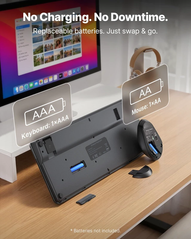 Alt view image 7 of 7 - Doohoeek 2.4G Wireless Keyboard Combo KG818 | Removable Palm Rest, Compatible with Mac/Win, Fullsize Design, 3-Level-DPI