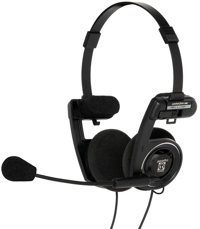 Main image of Koss Porta Pro Communication Headset, Black, Microphone, Wired TRRS Plug | Electret Microphone with Flexible Handsfree Design, Foldable, B2B, Telehealth, Education, Call Centers, Gaming