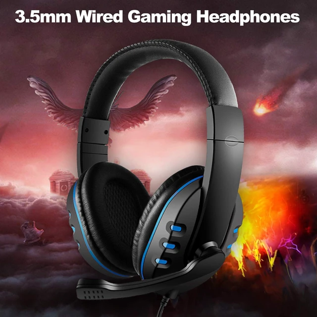 Alt view image 4 of 7 - QUZHI 3.5mm Wired Gaming Headphones Over Ear Game Headset Noise Canceling Earphone with Microphone Volume Control for PC Laptop Smart Phone, Black & Blue