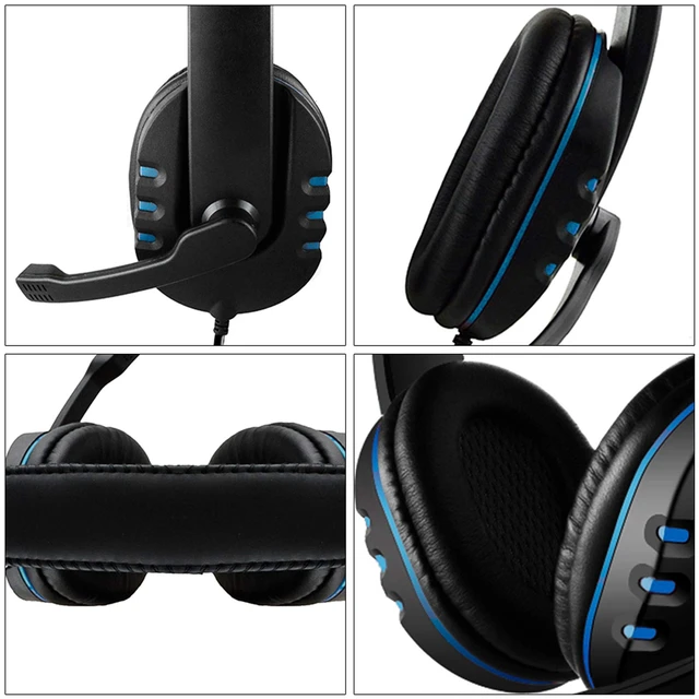Alt view image 7 of 7 - QUZHI 3.5mm Wired Gaming Headphones Over Ear Game Headset Noise Canceling Earphone with Microphone Volume Control for PC Laptop Smart Phone, Black & Blue