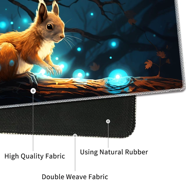 Alt view image 3 of 7 - 4 in 1 Mouse Pad Combo, Large Gaming Mouse Pad + Keyboard Wrist Support + Mouse Wrist Rest + Coaster, Table Pad 31.5 "x 11.8" with Memory Foam Ergonomic Wrist Pad Set, Glowing Squirrel