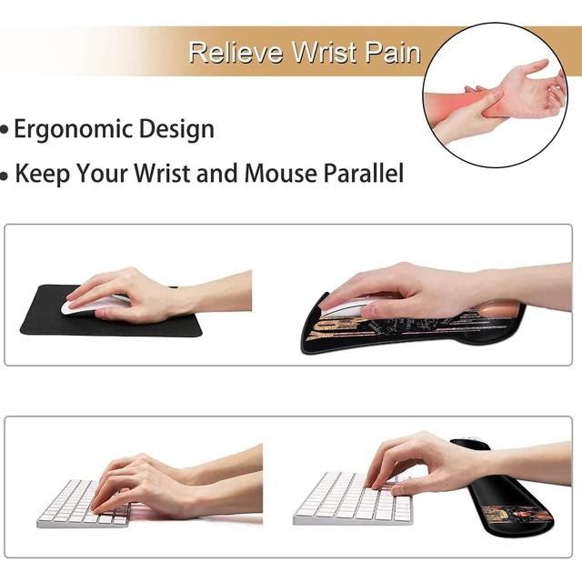 Alt view image 3 of 7 - Keyboard Wrist Rest and Mouse Pad Wrist Support Set, Ergonomic Gel Mouse Pad Wrist Rest with Non-Slip Base for Home Office Desk Pad Easy Typing, African American Black Women Gaming Mouse Pad