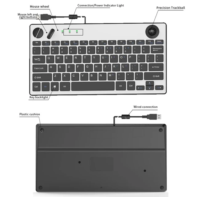 Alt view image 6 of 7 - JOMAA Wired Trackball Keyboard and Mouse 78 Keys Compact Layout with 19mm Trackball, Scissor Switch Keys, Scroll Lock (Fn Combo), USB Plug & Play for Windows/Mac/iOS/Android (No Backlight)