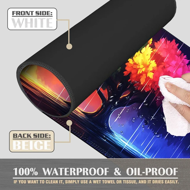 Alt view image 3 of 7 - wiaekosef Large Mouse Pad Set,Extended Mouse Pad+Keyboard Wrist Rest Support Desk Pad Memory Foam Ergonomic Easy Typing,31.5×11.8 in Desk Mat Set for Home Office,Rainbow Tree in Rain