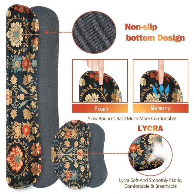 Alt view image 5 of 7 - ARTSO Desk Mat Set, Mouse Pad with Wrist Rest Support + Keyboard Wrist Rest + Large Mouse Pad + Coaster, Extended Gaming Mousepad Combo, Retro Flower Plant
