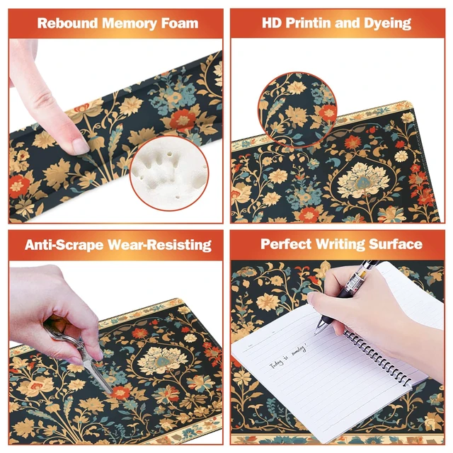 Alt view image 7 of 7 - ARTSO Desk Mat Set, Mouse Pad with Wrist Rest Support + Keyboard Wrist Rest + Large Mouse Pad + Coaster, Extended Gaming Mousepad Combo, Retro Flower Plant