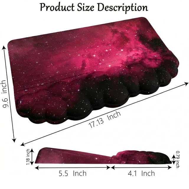 Alt view image 2 of 7 - Computer Keyboard Stand Pad with Wrist Rest Dark Pink Cloud Keyboard Pad Support with Comfortable Black Galaxy Stars Wrist Pad Cute Girl Ergonomic Tilted Keyboard Riser Holder for Desktop Office Home