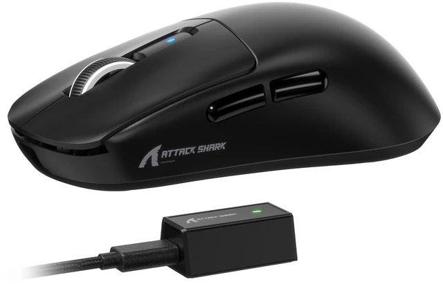 Main image of ATTACK SHARK R6 Wireless Gaming Mouse, 38g Ultralight, PAW3950 MAX-Black | 39g SUPERLIGHT, PixArt PAW3950MAX Gaming Sensor, Nordic 52840 Chip, DPI up to 42000, 8000Hz Polling Rate, Ice-feeling Coating