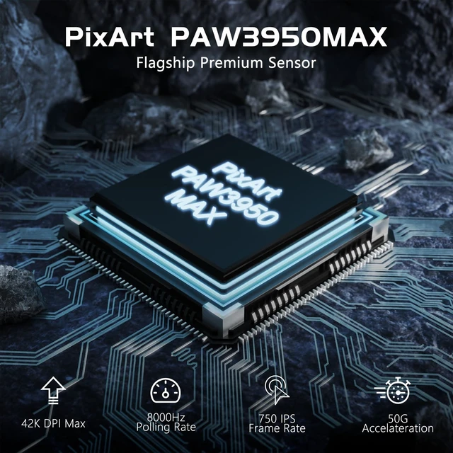 Alt view image 7 of 7 - ATTACK SHARK R6 Wireless Gaming Mouse, 38g Ultralight, PAW3950 MAX-Black | 39g SUPERLIGHT, PixArt PAW3950MAX Gaming Sensor, Nordic 52840 Chip, DPI up to 42000, 8000Hz Polling Rate, Ice-feeling Coating