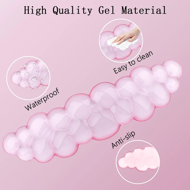 Alt view image 4 of 7 - Gel Cloud Wrist Rest Keyboard Clear Pink Mouse Pad with Wrist Rest Set 3PCS Ergonomic Cool Keyboard Wrist Pad Cute Acrylic Coaster Non-Slip Base Cute Transparent Mouse Wrist Pad Support for Computer