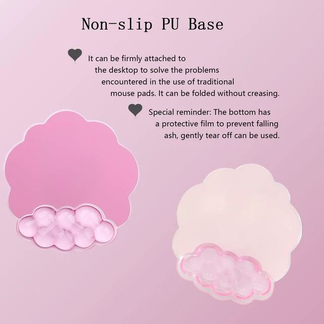 Alt view image 3 of 7 - Gel Cloud Wrist Rest Keyboard Clear Pink Mouse Pad with Wrist Rest Set 3PCS Ergonomic Cool Keyboard Wrist Pad Cute Acrylic Coaster Non-Slip Base Cute Transparent Mouse Wrist Pad Support for Computer