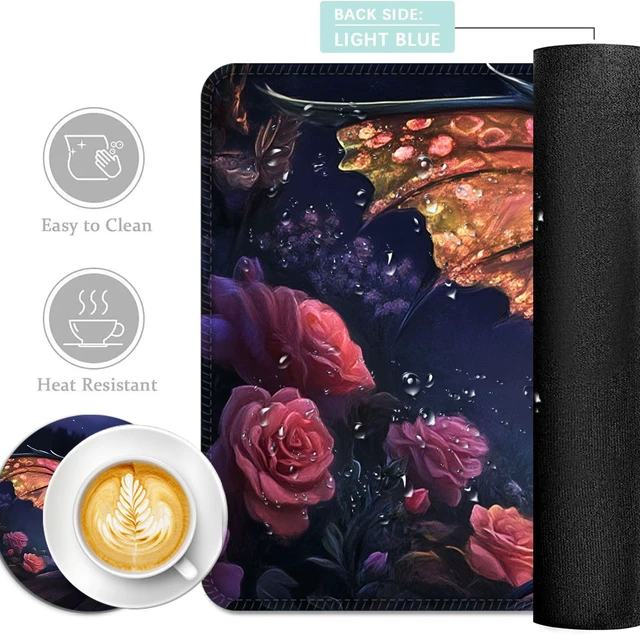 Alt view image 2 of 7 - Vobber Keyboard Mouse Pad Set, Extended Gaming Mouse Pad+Ergonomics Keyboard Wrist Rest Support, Memory Foam, Easy Typing Pain Relief, 4Pcs XL Ultra Thick Desk Mat,Magical Dragon Book Flowers