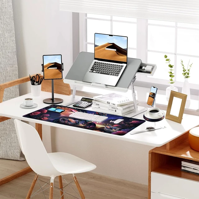 Alt view image 7 of 7 - Vobber Keyboard Mouse Pad Set, Extended Gaming Mouse Pad+Ergonomics Keyboard Wrist Rest Support, Memory Foam, Easy Typing Pain Relief, 4Pcs XL Ultra Thick Desk Mat,Magical Dragon Book Flowers