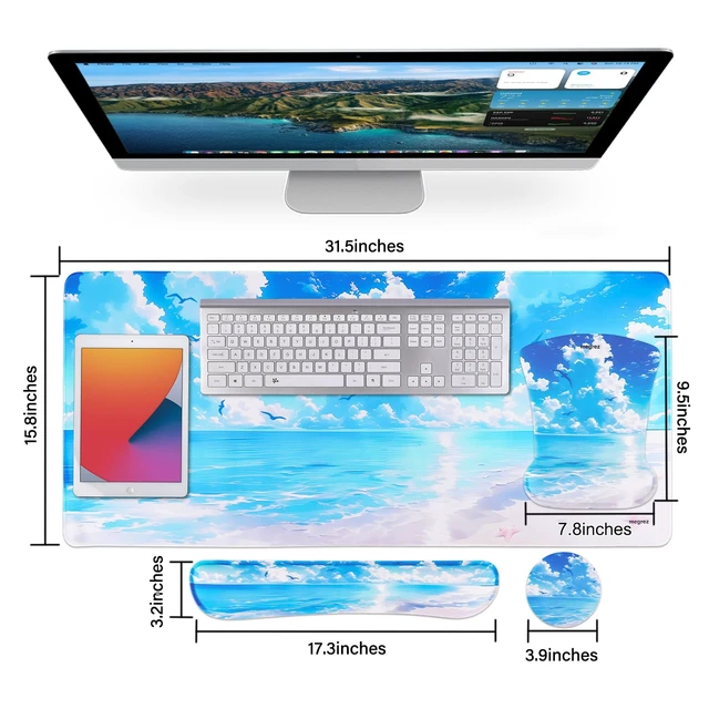 Alt view image 2 of 7 - MEGREZ 4-in-1 Mouse Pad with Wrist Rest Ergonomic Memory Foam Desk Mat Set | ergonomic, anti-slip base, 4pcs set, desk pad, mouse wrist rest, keyboard rest, coaster, ideal for office & gaming