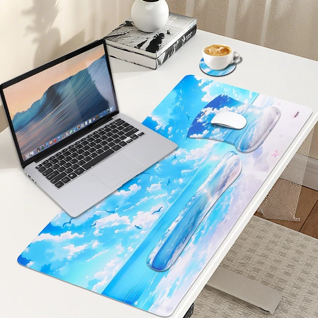 Alt view image 7 of 7 - MEGREZ 4-in-1 Mouse Pad with Wrist Rest Ergonomic Memory Foam Desk Mat Set | ergonomic, anti-slip base, 4pcs set, desk pad, mouse wrist rest, keyboard rest, coaster, ideal for office & gaming