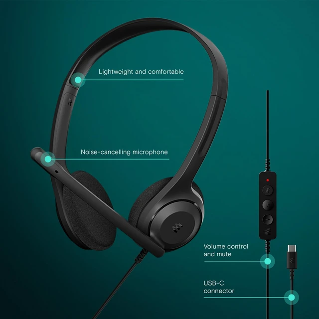 Alt view image 2 of 6 - EPOS C1 High-Fidelity USB-C Wired Headset - Crystal-Clear Audio Quality, Exceptional Noise Reduction Mic, Ergonomic Design for Extended Wear, Chromebook Certified for Seamless Integration