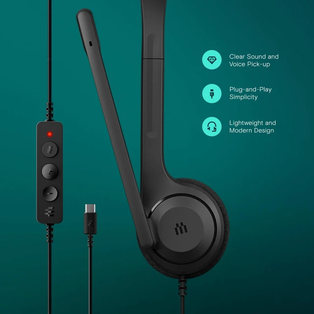 Alt view image 3 of 6 - EPOS C1 High-Fidelity USB-C Wired Headset - Crystal-Clear Audio Quality, Exceptional Noise Reduction Mic, Ergonomic Design for Extended Wear, Chromebook Certified for Seamless Integration
