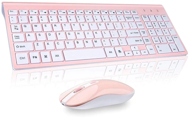 Main image of cimetech Wireless Keyboard and Mouse Combo, Compact Full Size Wireless Keyboard and Mouse Set 2.4G Ultra-Thin Sleek Design for Windows, Computer, Desktop, PC, Notebook, Laptop - Pink