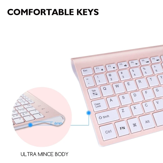 Alt view image 2 of 6 - cimetech Wireless Keyboard and Mouse Combo, Compact Full Size Wireless Keyboard and Mouse Set 2.4G Ultra-Thin Sleek Design for Windows, Computer, Desktop, PC, Notebook, Laptop - Pink