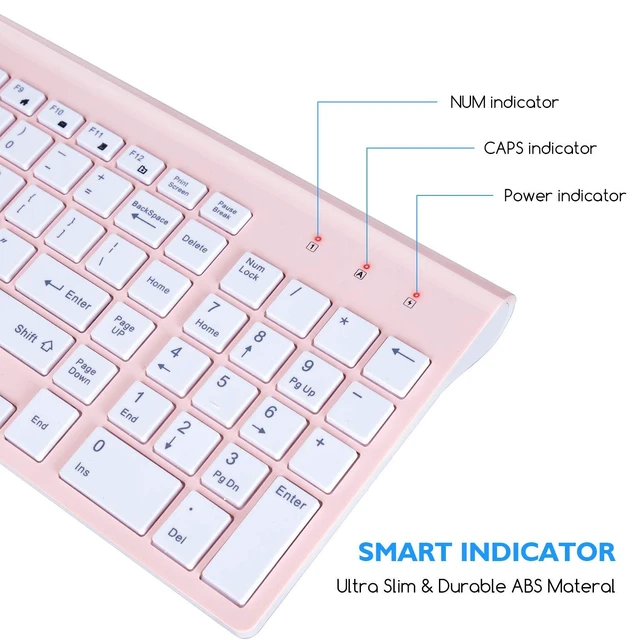 Alt view image 3 of 6 - cimetech Wireless Keyboard and Mouse Combo, Compact Full Size Wireless Keyboard and Mouse Set 2.4G Ultra-Thin Sleek Design for Windows, Computer, Desktop, PC, Notebook, Laptop - Pink