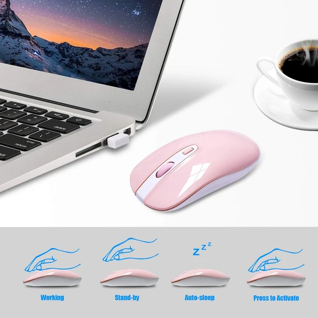 Alt view image 4 of 6 - cimetech Wireless Keyboard and Mouse Combo, Compact Full Size Wireless Keyboard and Mouse Set 2.4G Ultra-Thin Sleek Design for Windows, Computer, Desktop, PC, Notebook, Laptop - Pink