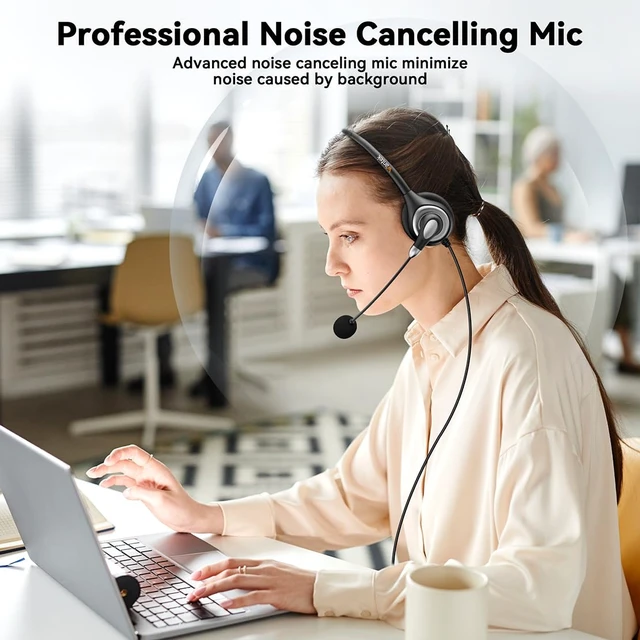 Alt view image 2 of 6 - Wantek Headset with Microphone for PC Wired Headphones - USB C 3.5mm Headsets with Noise-Cancelling Microphone for Laptop - Type-C Computer Headphones with Mic in-line Control for Home