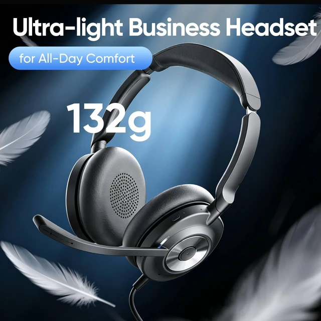 Alt view image 6 of 7 - Wired Headset with Microphone for PC, 3.5mm Headset with USB-A & USB-C Jack, Noise Cancelling Mic USB Headset with In-Line Mute, Computer Headphone for Call Center, Work, Laptop, Teams, Office Calls