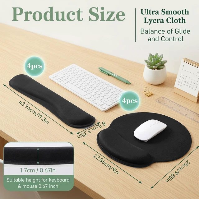 Alt view image 2 of 7 - 10 Pcs Mouse Pad Set, 5 Wrist Rests and 5 Keyboard Pads | Mouse pad: 9×9.85" / 23×25cm; Wrist rest: 3.35×17.3" / 8.5×44cm Ideal for office, gaming, long hours & home workstations