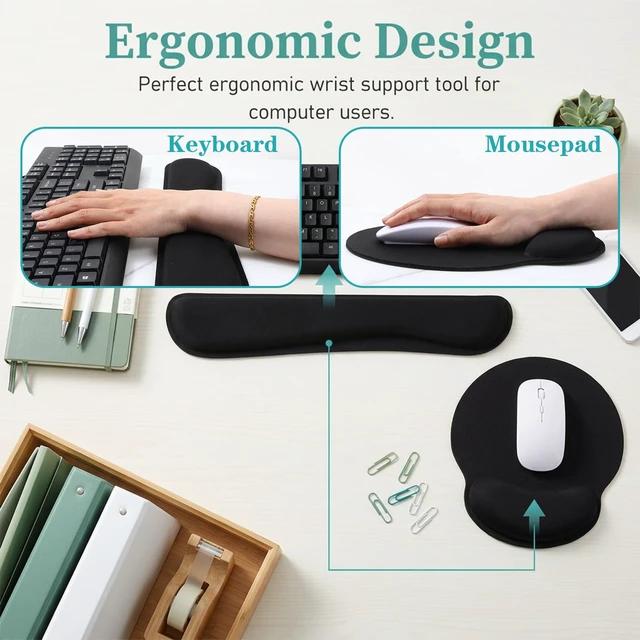 Alt view image 7 of 7 - 10 Pcs Mouse Pad Set, 5 Wrist Rests and 5 Keyboard Pads | Mouse pad: 9×9.85" / 23×25cm; Wrist rest: 3.35×17.3" / 8.5×44cm Ideal for office, gaming, long hours & home workstations