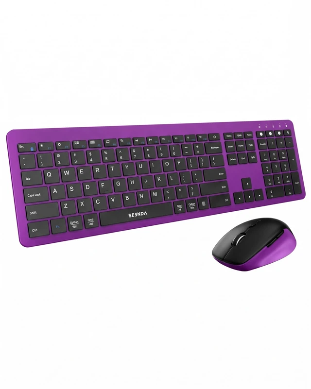 Main image of Seenda Blackish-Purple Wireless Keyboard and Mouse Combo, Bluetooth & 2.4G