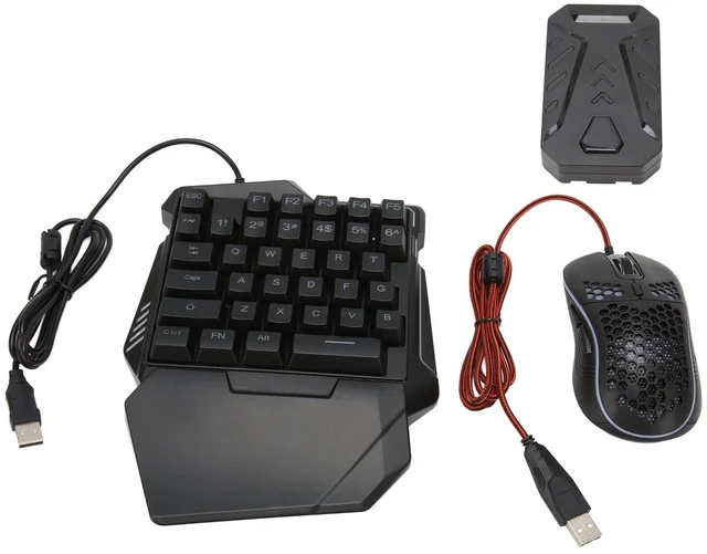 Main image of Luocute Keyboard and Mouse Converter Set, RGB One Handed Gaming Keyboard and Mouse Combo with Wired Adapter for Mobile Games, PC Gaming Keyboarding, Plug and Play