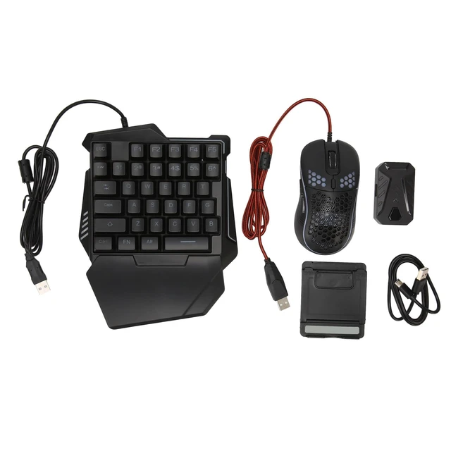 Alt view image 7 of 7 - Luocute Keyboard and Mouse Converter Set, RGB One Handed Gaming Keyboard and Mouse Combo with Wired Adapter for Mobile Games, PC Gaming Keyboarding, Plug and Play